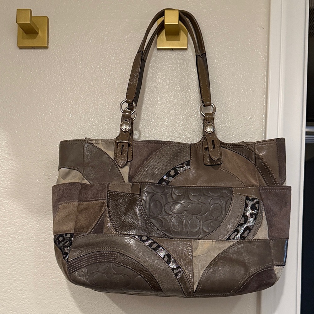 Coach Patchwork Shoulder Bag In Gray - image 1